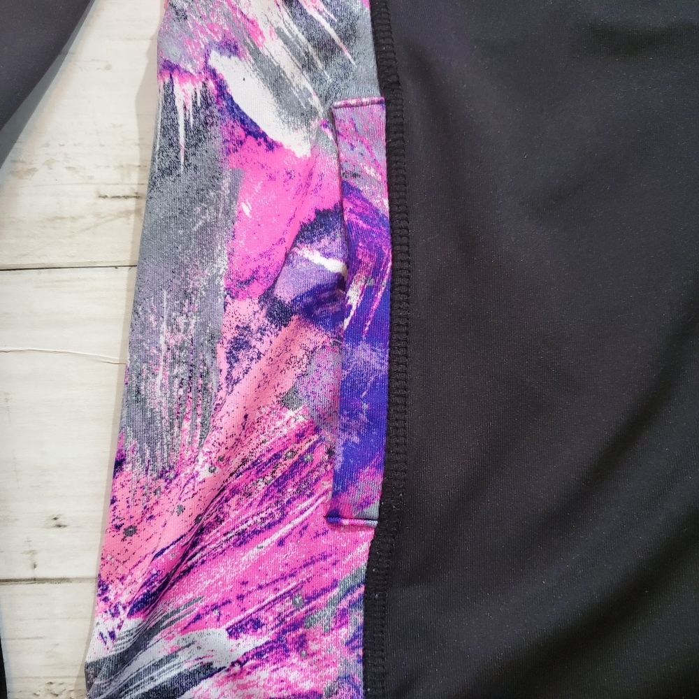 Ideology athletic jacket‎ black pink brush print size large - Picture 2 of 5